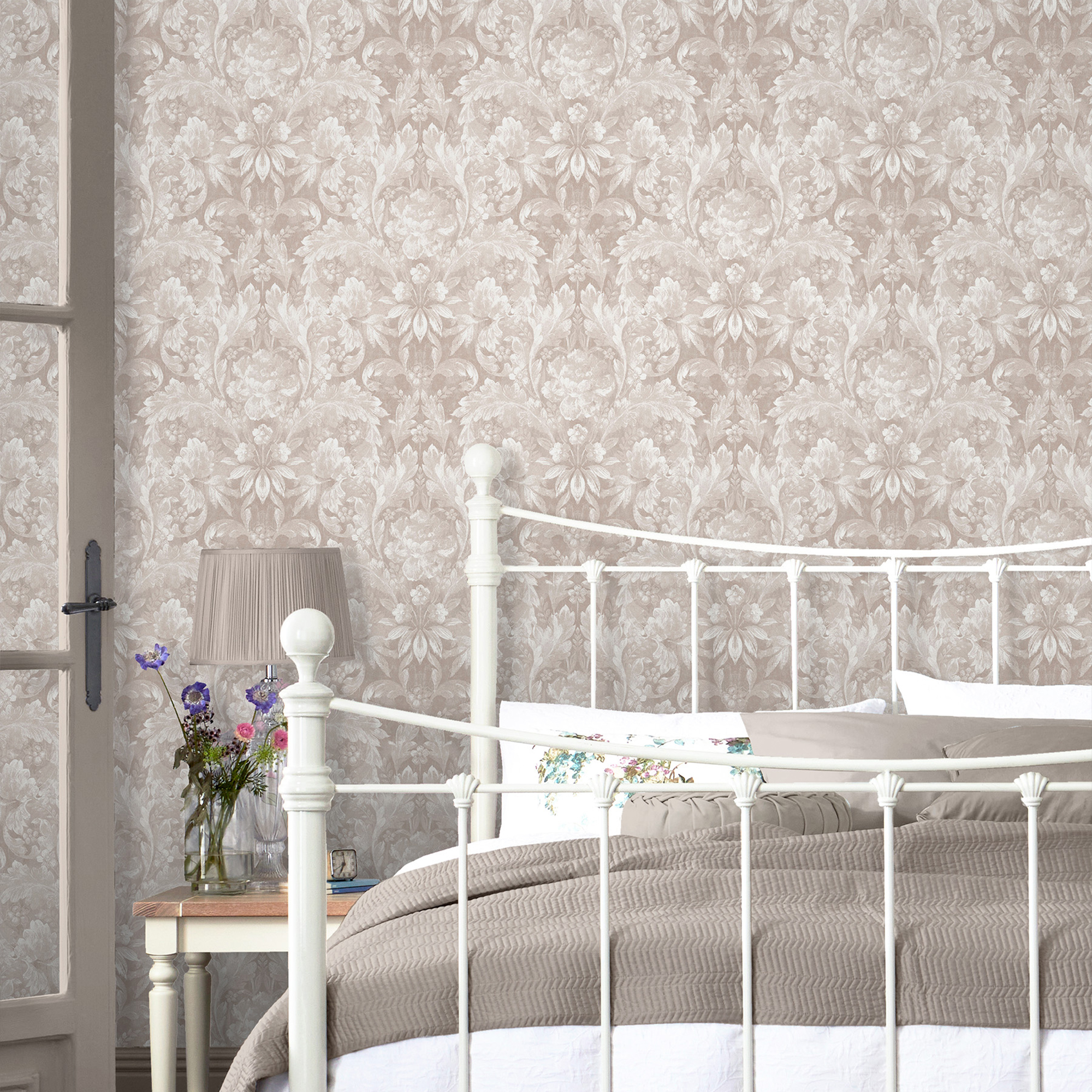 Apolline Floral Wallpaper 119843 By Laura Ashley In Dove Grey